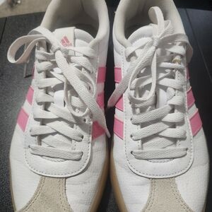 Adidas Vl Court 3.0 Women's White and Pink Striped Sneakers